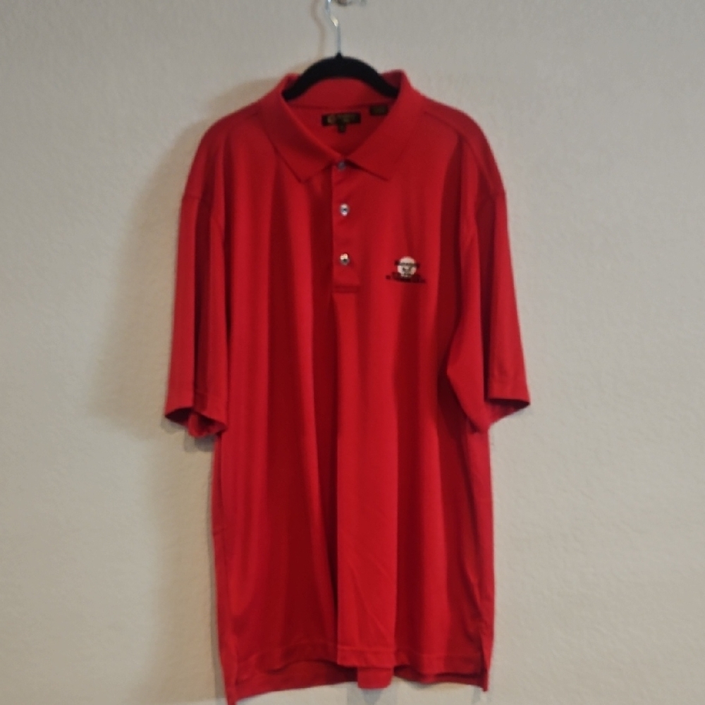 Monterey Club | Men's Red Mahogany Run St. Thomas, USVI Golf Activewear Polo Xl